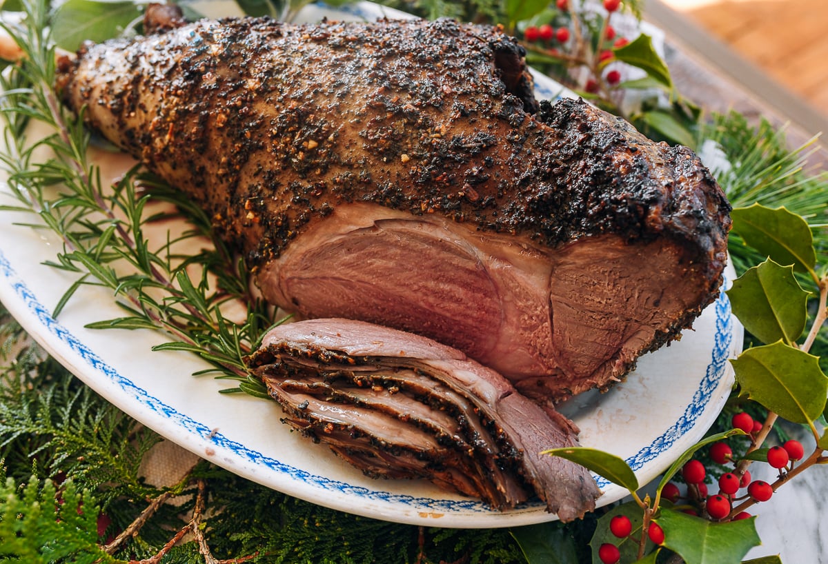 slices of roast lamb leg