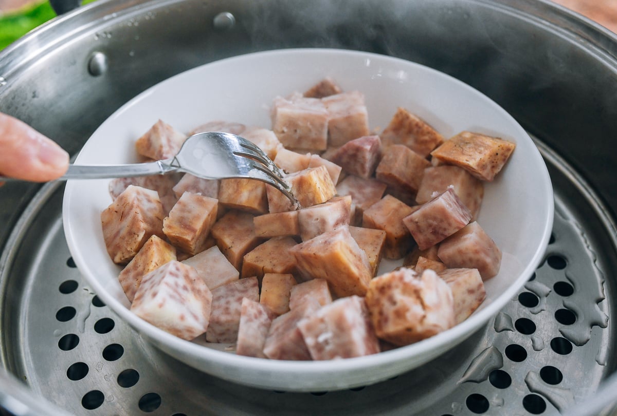 fork tender steamed taro