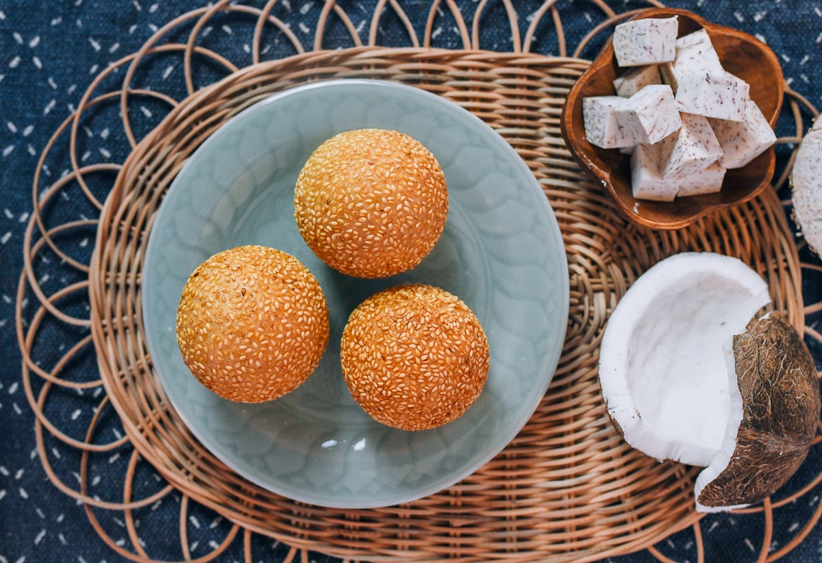 taro coconut sesame balls