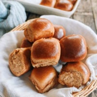 basket of whole wheat dinner rolls