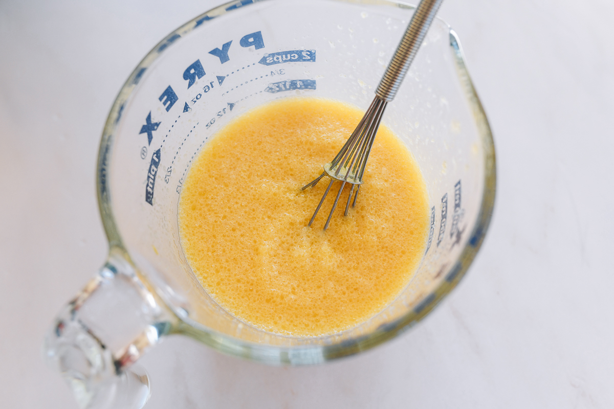 wet ingredients in measuring cup
