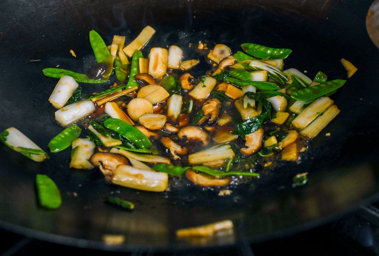 Vegetables tossed in sauce
