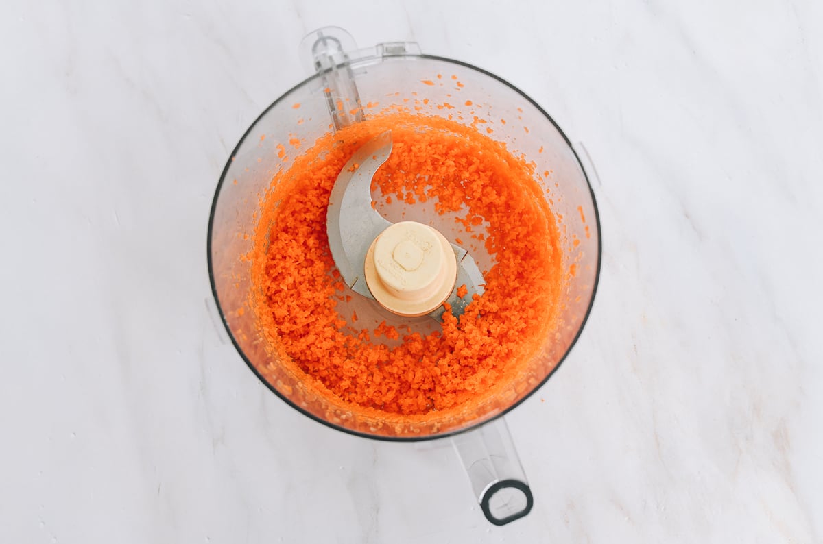 finely chopped carrot in food processor