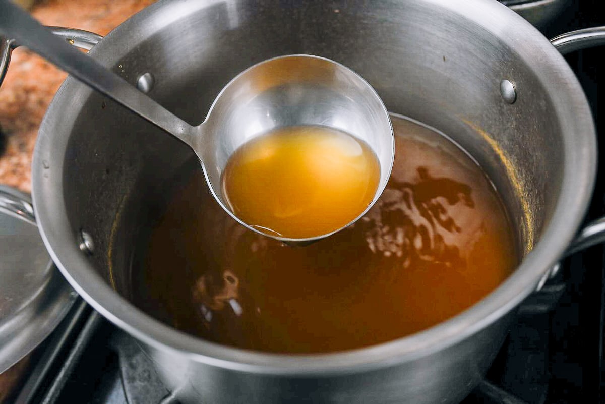 dashi stock with soy sauce and mirin added