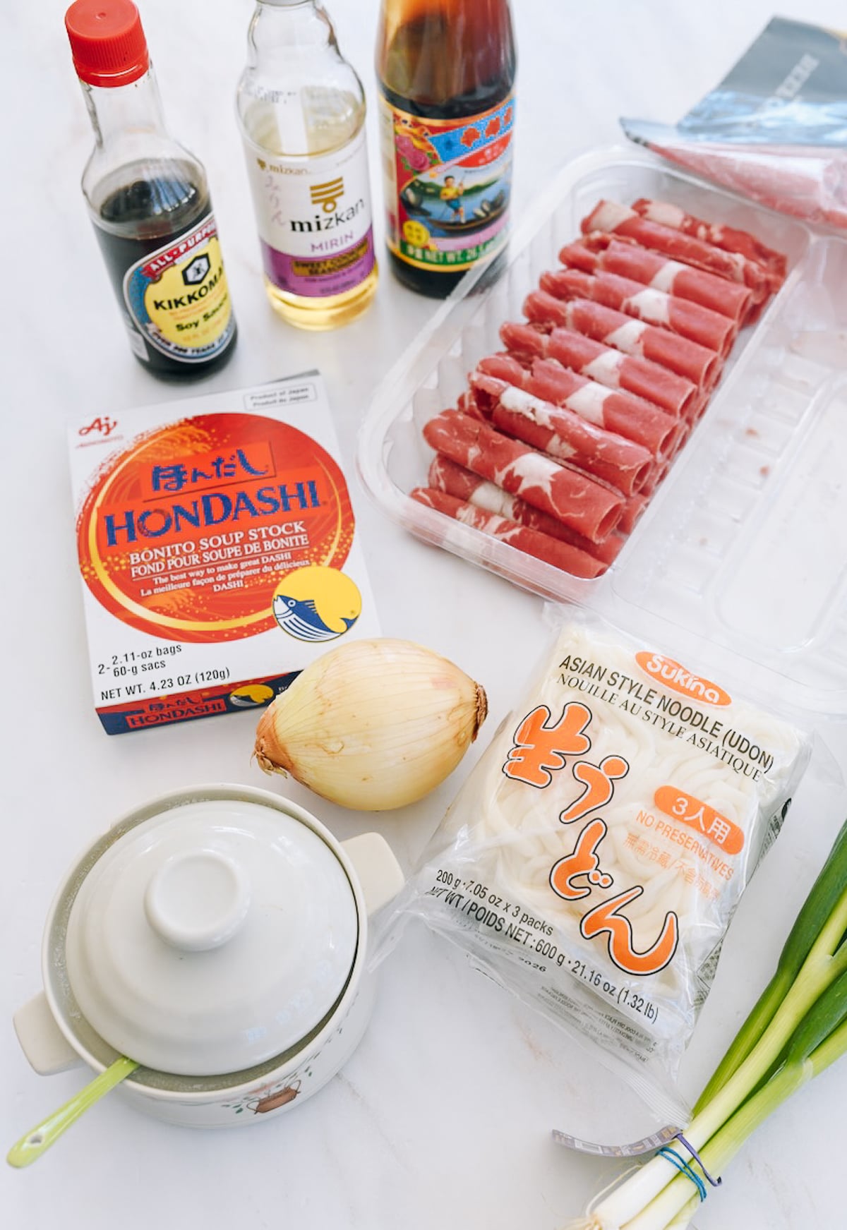 ingredients for beef udon