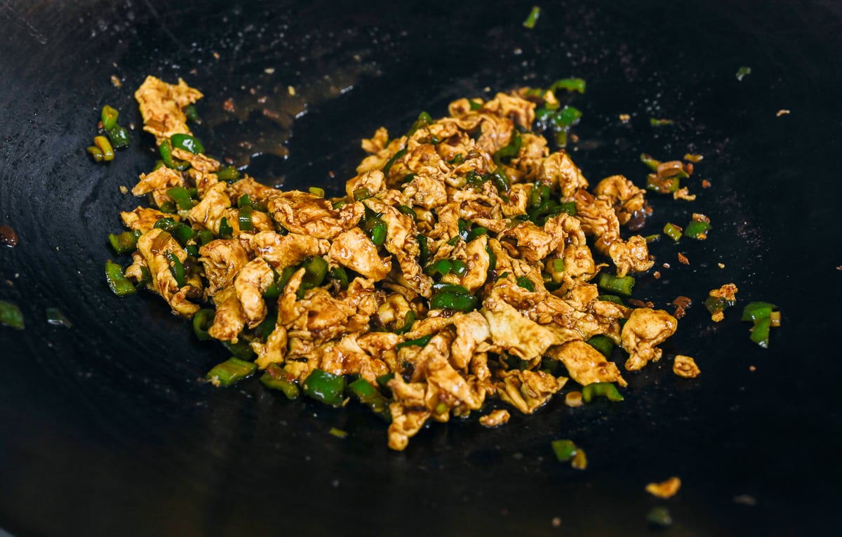 Chinese scrambled eggs with soy bean sauce